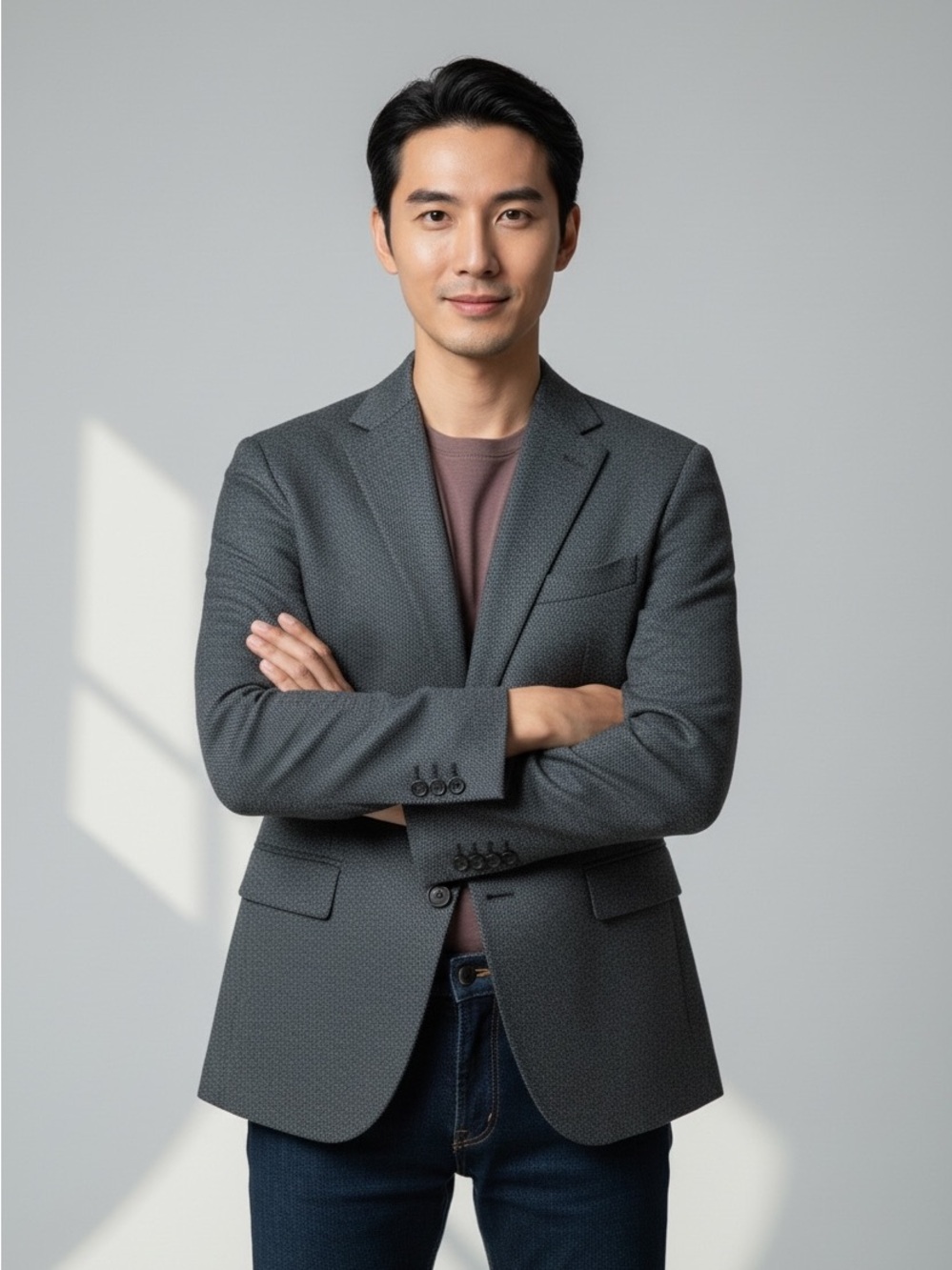 Men's Charcoal Textured Blazer - Modern Tailored Fit